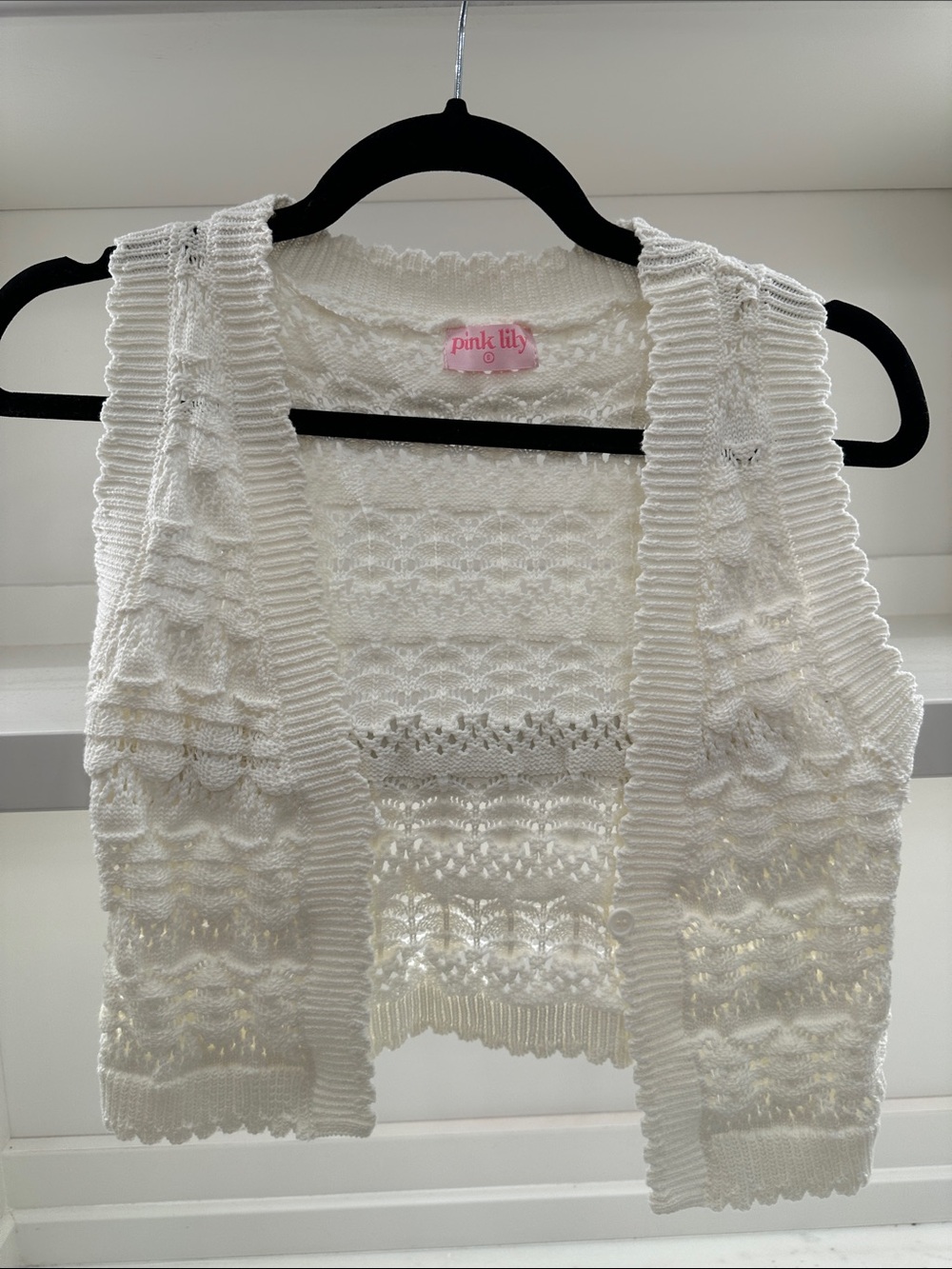Pink Lily small white vest. Like new